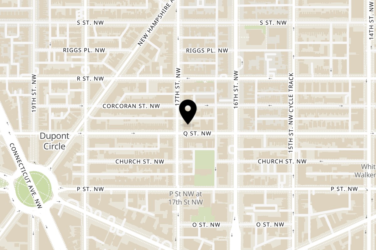 Map showing the location of Java House on 1645 Q St NW in Washington